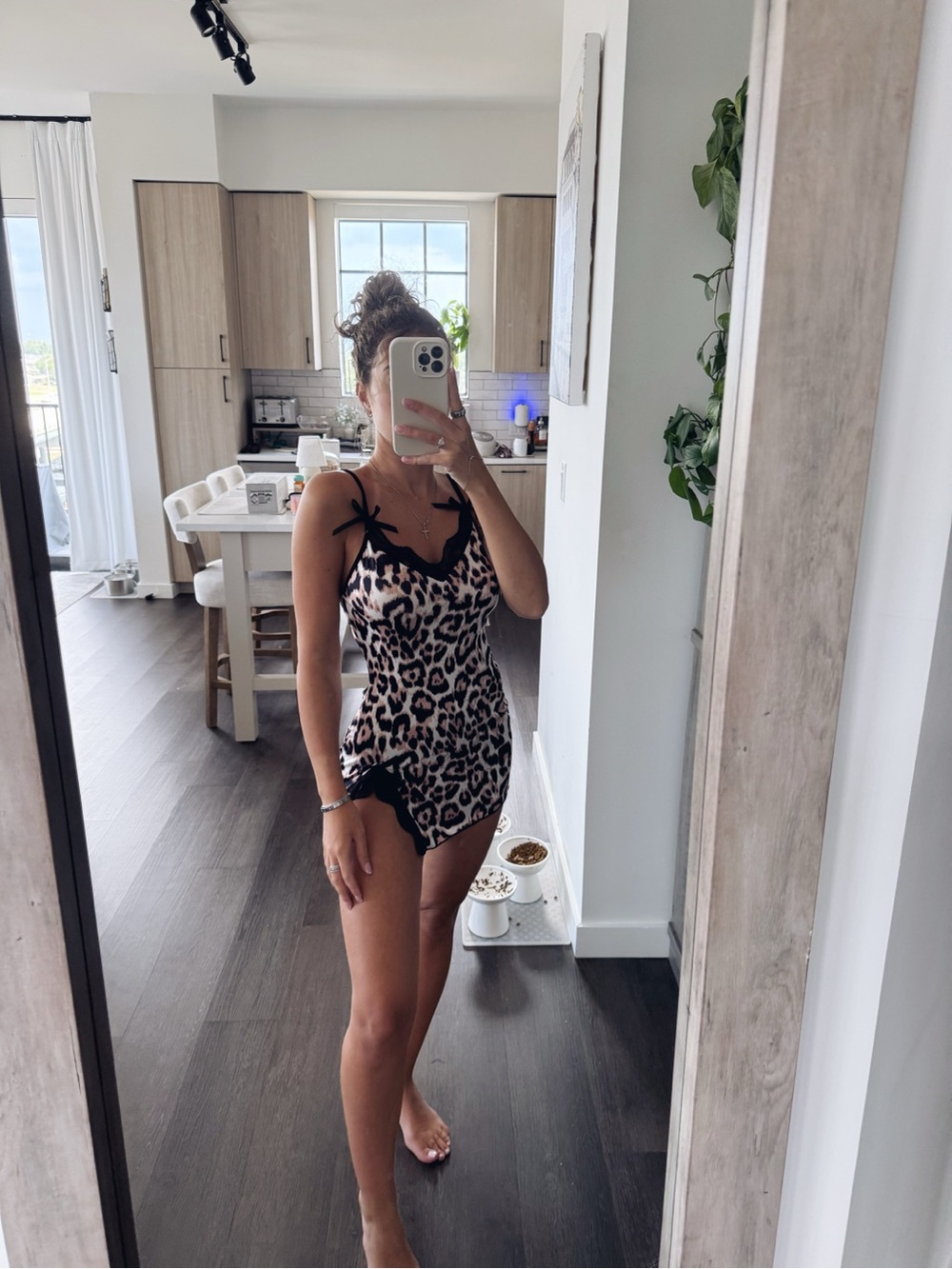 Shein Leopard Print Satin Slip Dress (Size XS)
